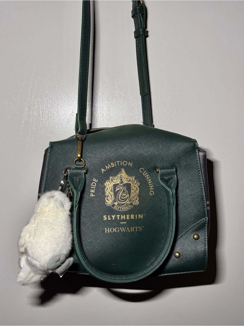 Bioworld Harry Potter Slytherin Hogwarts Green Satchel Bag w/ Plush Owl Charm